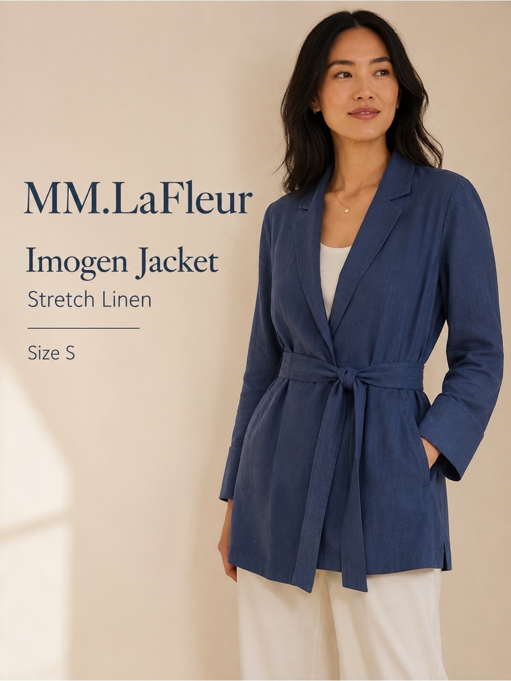 MM.LaFleur Imogen Jacket Stretch Linen Blueberry Size S